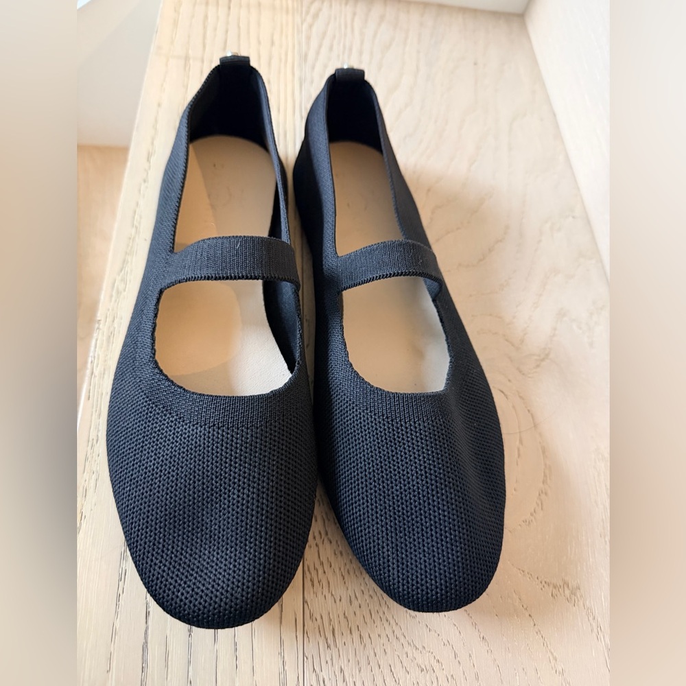 Black Fabric Mary Jane Flats